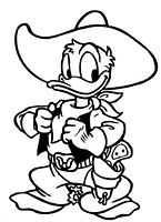 kolorowanki Kaczor Donald jako dzielny cowboy - malowanki do wydruku nr  18